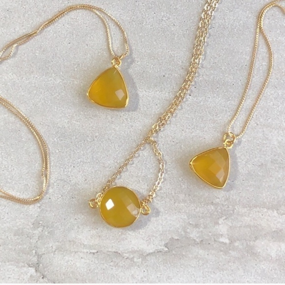 Yellow Chalcedony 18k Gold Necklace